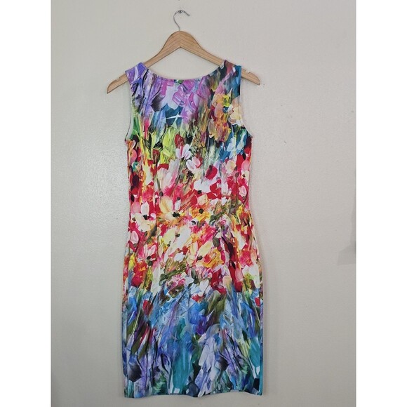 Joseph Ribkoff Floral Sheath Dress Womens 10 Multicolor Sleeveless Painterly - Picture 5 of 10